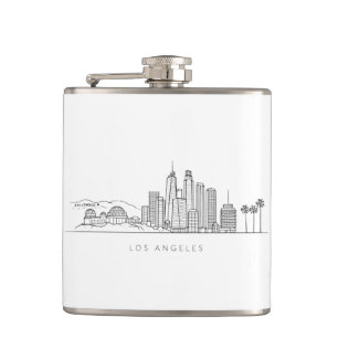Minimalist Los Angeles Skyline Illustration Hip Flask