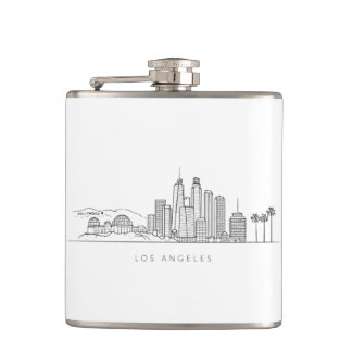 Minimalist Los Angeles Skyline Illustration Hip Flask
