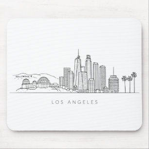 Minimalist Los Angeles Skyline Illustration Mouse Mat