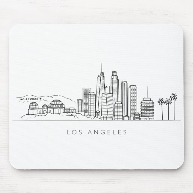 Minimalist Los Angeles Skyline Illustration Mouse Mat (Front)