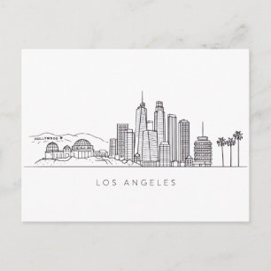 Minimalist Los Angeles Skyline Illustration Postcard