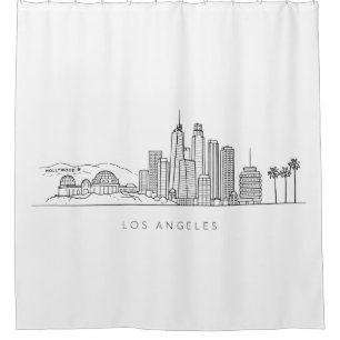 Minimalist Los Angeles Skyline Illustration Shower Curtain