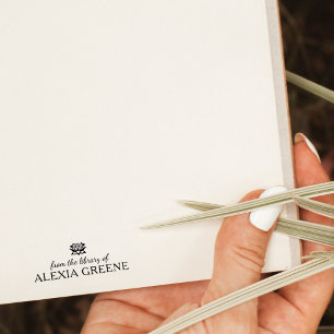 Minimalist Lotus Yoga From the Library Of, Book Rubber Stamp