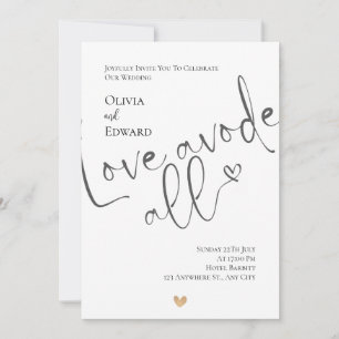Minimalist Love Above All Whimsical Script Wedding Invitation