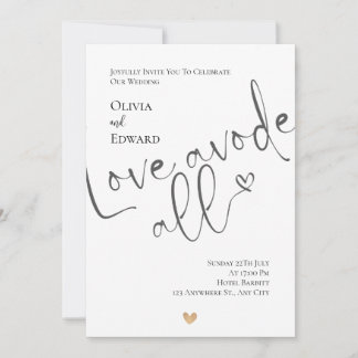 Minimalist Love Above All Whimsical Script Wedding Invitation