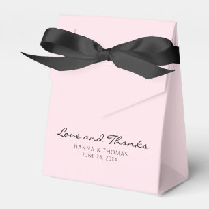 Minimalist Love and Thanks Blush Pink Wedding Favour Box