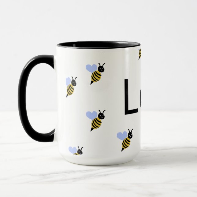 Minimalist Love & Bees Mug – Romantic Gift for Any (Left)
