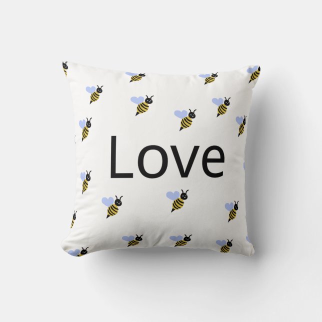  Minimalist "Love & Bees" Throw Pillow – Romantic  (Front)