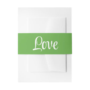 Minimalist Love Elegant Green White Wedding Invitation Belly Band