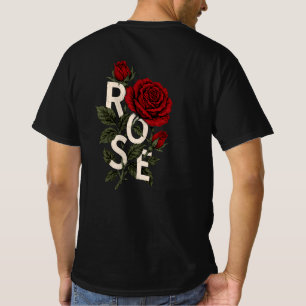 Minimalist Love Front Red Rose Back Print T-shirt