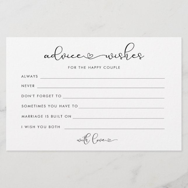 Minimalist love heart advice for the bride groom  flyer (Front)