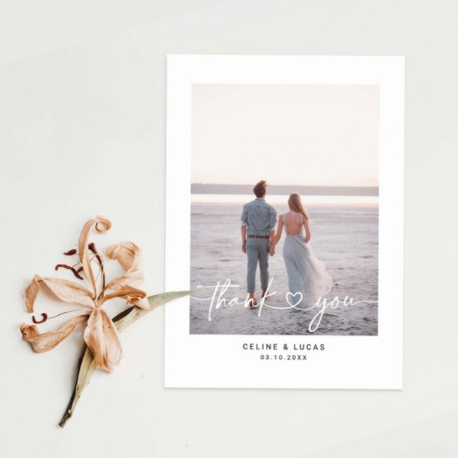 Minimalist Love Heart Script Wedding Thank you Postcard (Creator Uploaded)