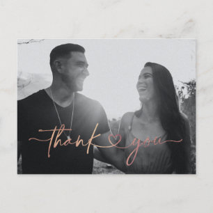 Minimalist Love Heart Wedding Photo Thank You Card