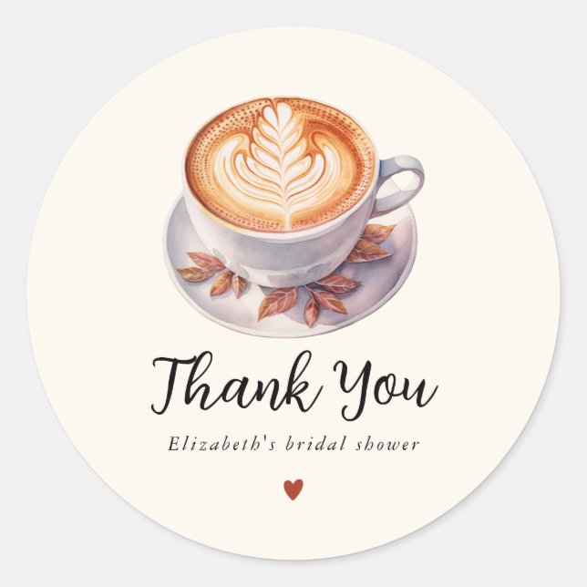 Minimalist Love Is Brewing Coffee Bridal Shower Classic Round Sticker (Front)