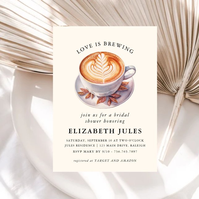 Minimalist Love Is Brewing Coffee Bridal Shower Invitation (Creator Uploaded)