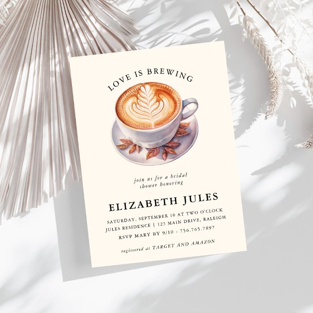 Minimalist Love Is Brewing Coffee Bridal Shower Invitation (Creator Uploaded)