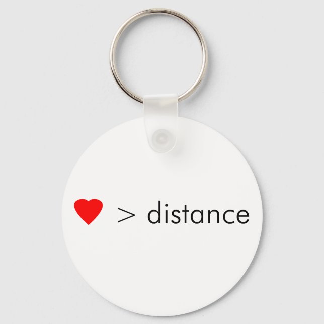 minimalist "love is greater than distance"  quote key ring (Front)