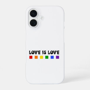Minimalist Love Is Love Pride Rainbow & Hearts iPhone 16 Case