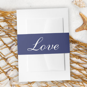 Minimalist Love Nautical Wedding Navy Blue Wedding Invitation Belly Band