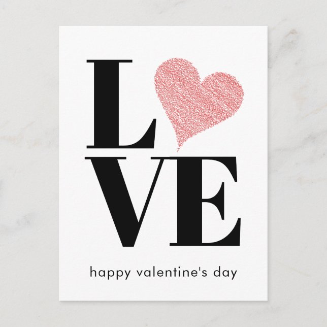 Minimalist Love Red Heart Valentine's Day  Holiday Postcard (Front)