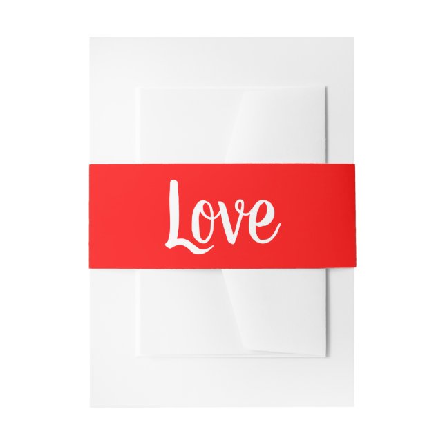 Minimalist Love Red White Wedding Elegant Modern Invitation Belly Band (Front Example)