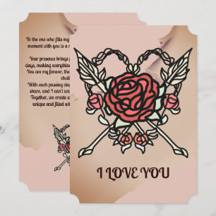 Minimalist Love Roses and Arrows  Holiday Card