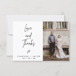 Minimalist Love Thank Heart Wedding Thank You Card