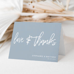 Minimalist Love & Thanks Handwritten Dusty Blue Thank You Card