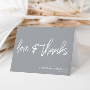 Minimalist Love & Thanks Handwritten Grey Thank You Card