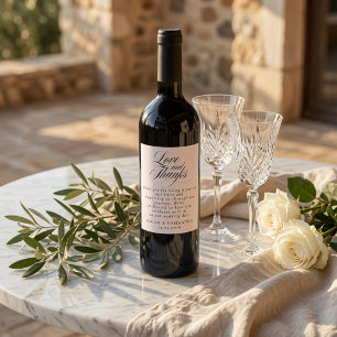 Minimalist Love & Thanks Wedding  Wine Label