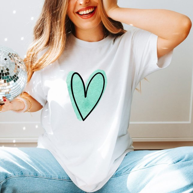 Minimalist Love Watercolor Heart Cute T-Shirt (Creator Uploaded)