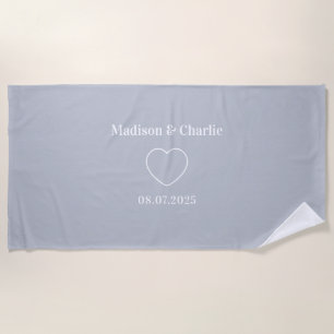 Minimalist Love Wedding Anniversary Beach Towel