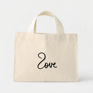 Minimalist "love" Word Typography Design Mini Tote Bag