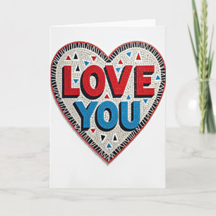 Minimalist Love You Mosaic Striped Card