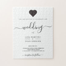 Minimalist Loveheart Wedding Puzzle Invitation