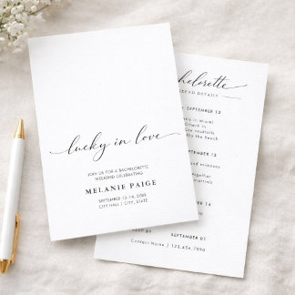 Minimalist Lucky In Love Bachelorette Weekend Invitation