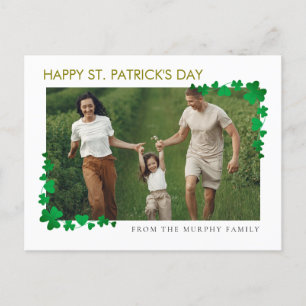 Minimalist lucky shamrock st. Patrick's Day One Holiday Postcard
