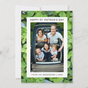 Minimalist lucky shamrock st. Patrick's Day Photo Holiday Card