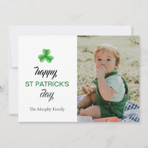 Minimalist lucky shamrock st. Patrick's Day Photo Holiday Card