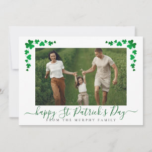 Minimalist lucky shamrock st. Patrick's Day Photo Holiday Card