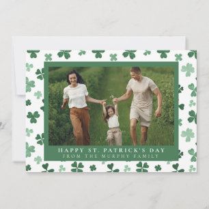 Minimalist lucky shamrock st. Patrick's Day Photo Holiday Card