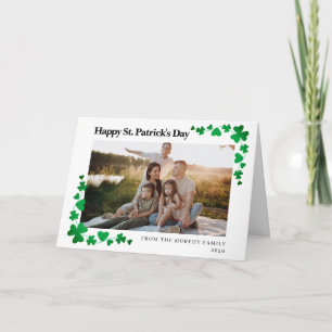 Minimalist lucky shamrock st. Patrick's Day photo Holiday Card