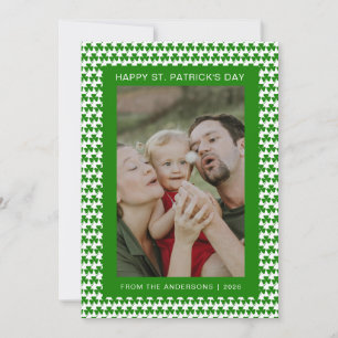 Minimalist lucky shamrock st. Patrick's Day Photo Holiday Card