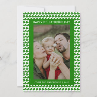Minimalist lucky shamrock st. Patrick's Day Photo Holiday Card