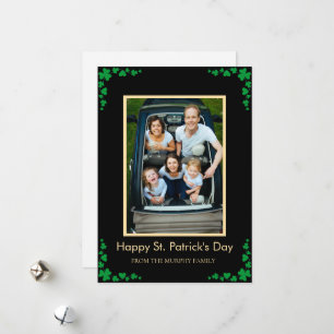 Minimalist lucky shamrock st. Patrick's Day Photo Holiday Card