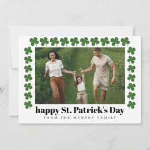 Minimalist lucky shamrock st. Patrick's Day Photo Holiday Card