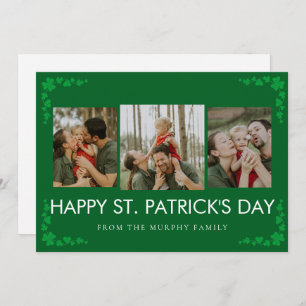 Minimalist lucky shamrock st. Patrick's Day Photo Holiday Card