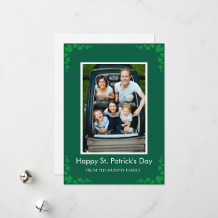 Minimalist lucky shamrock st. Patrick's Day Photo Holiday Card