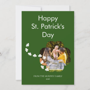 Minimalist lucky shamrock st. Patrick's Day Photo Holiday Card