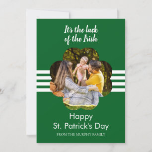 Minimalist lucky shamrock st. Patrick's Day Photo Holiday Card
